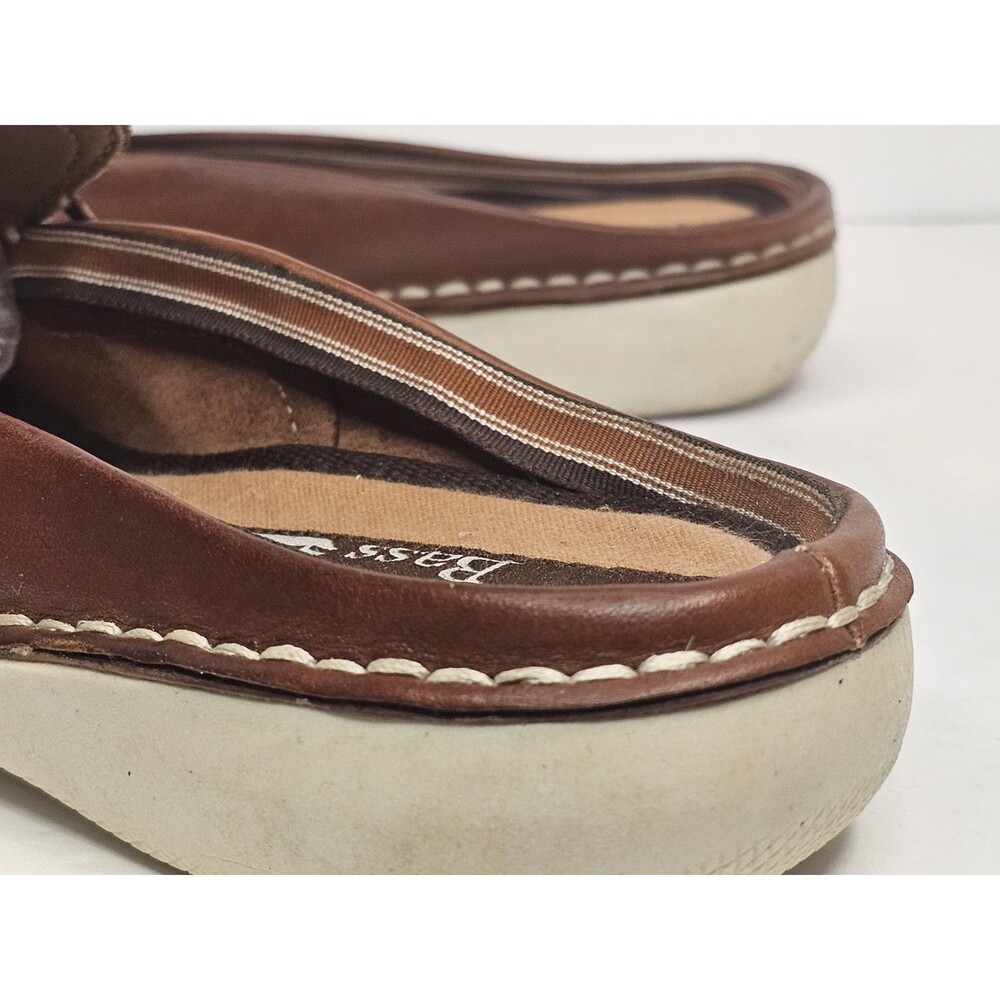 Bass Boater Aboard Women 8.5M Brown Leather Boat Shoes Mules Tassel Slip On - Picture 11 of 13